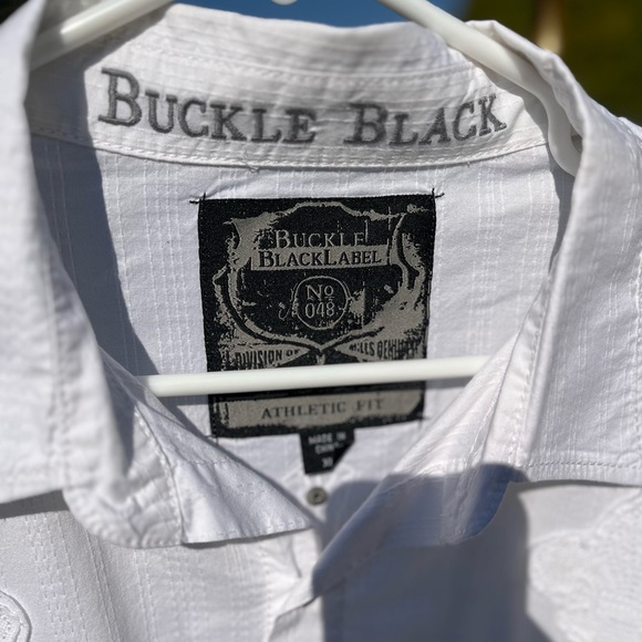 Mens Xl BLACK LABEL BUCKLE ATHLETIC FIT WHITE with Studs Long sleeved shirt - Picture 3 of 7